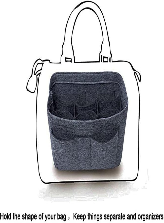 Advance Geotextiles Women Felt Purse Organizer Insert for Ladies Handbag, Tote, Hobo Bag Storage Purse Divider, Multiple Storage Compartment - Dark Grey(13.4x6.7x7.1) inch (X-Large) - Image 4